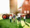 family, old barn, tractors