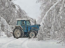 Ford tractor in snow